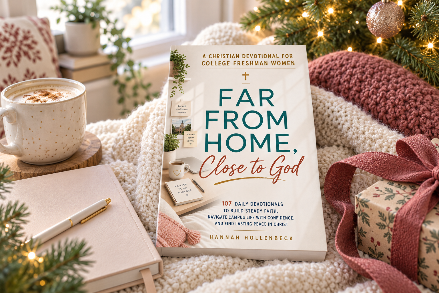 Far From Home, Close to God devotional styled as a Christmas gift